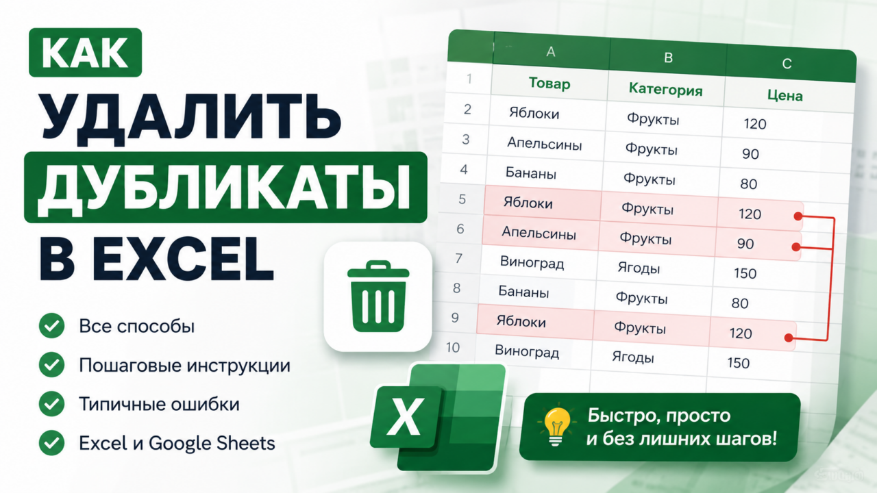 Как удалить дубликаты в Excel: все способы
