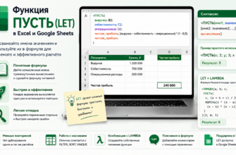 Функция ПУСТЬ (LET) в Excel и Google Sheets