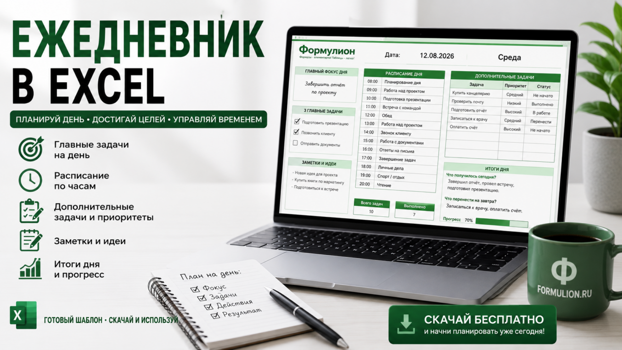 Ежедневник в Excel — скачать бесплатный шаблон на каждый день