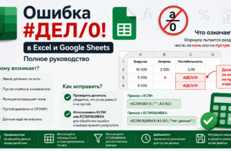 Ошибка #ДЕЛ/0! в Excel и Google Sheets