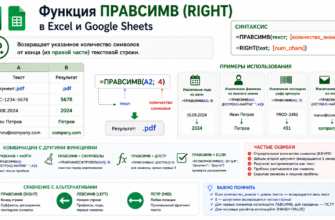 ПРАВСИМВ (RIGHT) в Excel и Google Sheets
