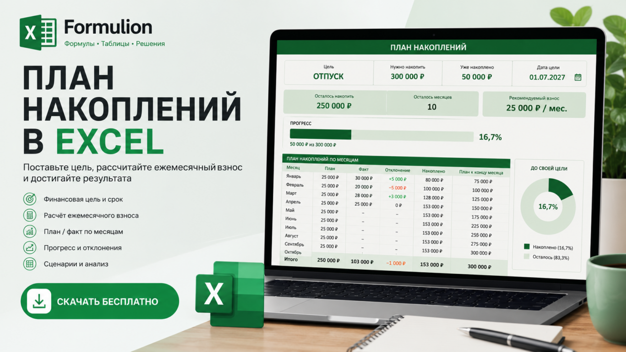План накоплений Excel скачать бесплатно — таблица накоплений