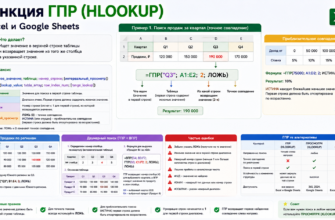 Функция ГПР (HLOOKUP) в Excel и Google Sheets