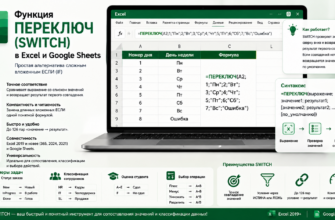 Функция ПЕРЕКЛЮЧ (SWITCH) в Excel и Google Sheets