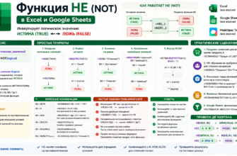 Функция НЕ (NOT) в Excel и Google Sheets