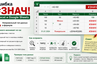 Ошибка #ЗНАЧ! в Excel и Google Sheets