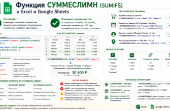 Функция СУММЕСЛИМН (SUMIFS) в Excel и Google Sheets