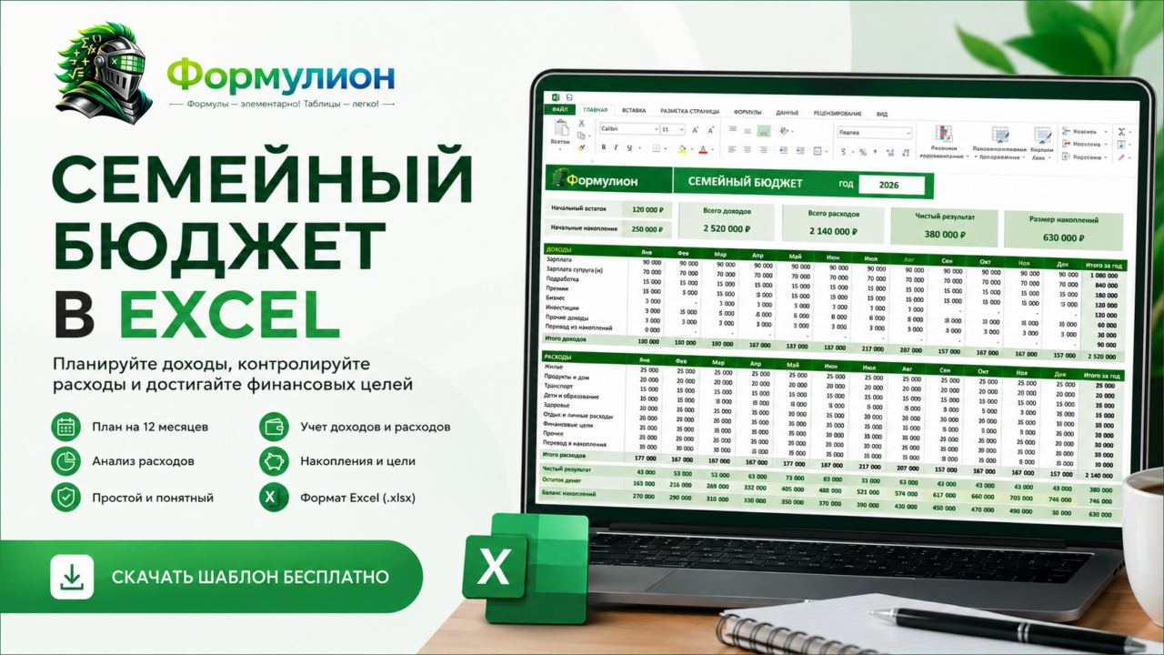 Семейный бюджет Excel скачать бесплатно — таблица бюджета семьи