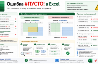 Ошибка #ПУСТО! (#NULL!) в Excel и Google Sheets