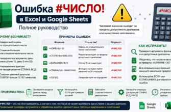 Ошибка #ЧИСЛО! в Excel и Google Sheets
