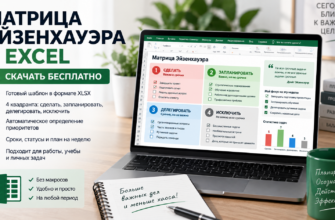 Скачать матрицу Эйзенхауэра Excel бесплатно