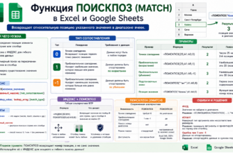 ПОИСКПОЗ (MATCH) в Excel и Google Sheets