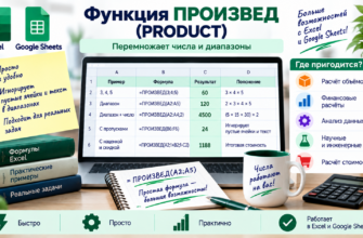Функция ПРОИЗВЕД (PRODUCT) в Excel и Google Sheets