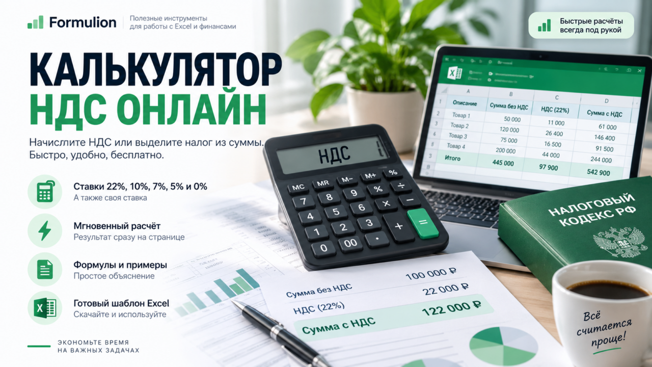 Калькулятор НДС онлайн — начислить или выделить НДС