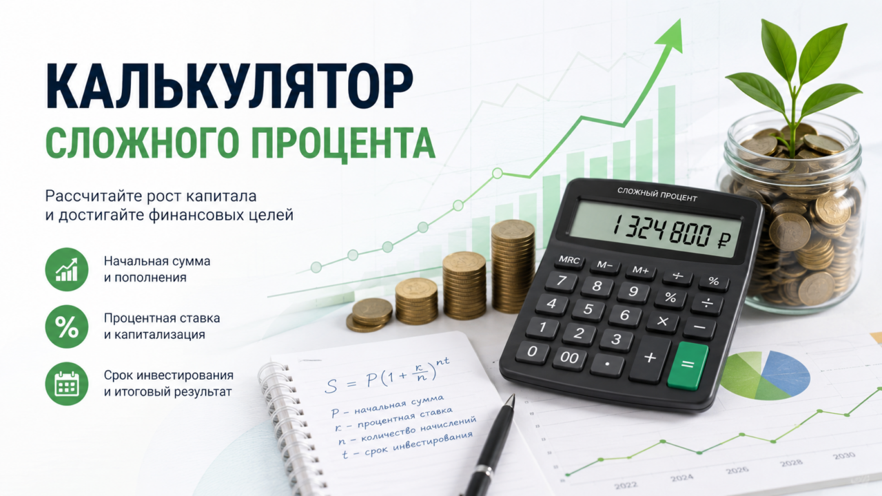 Калькулятор сложного процента онлайн